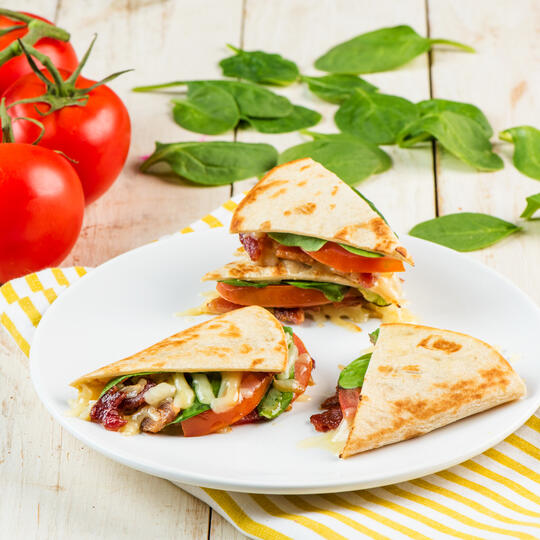 Quesadillas with Bacon, Cheddar and Tomato Dempster's